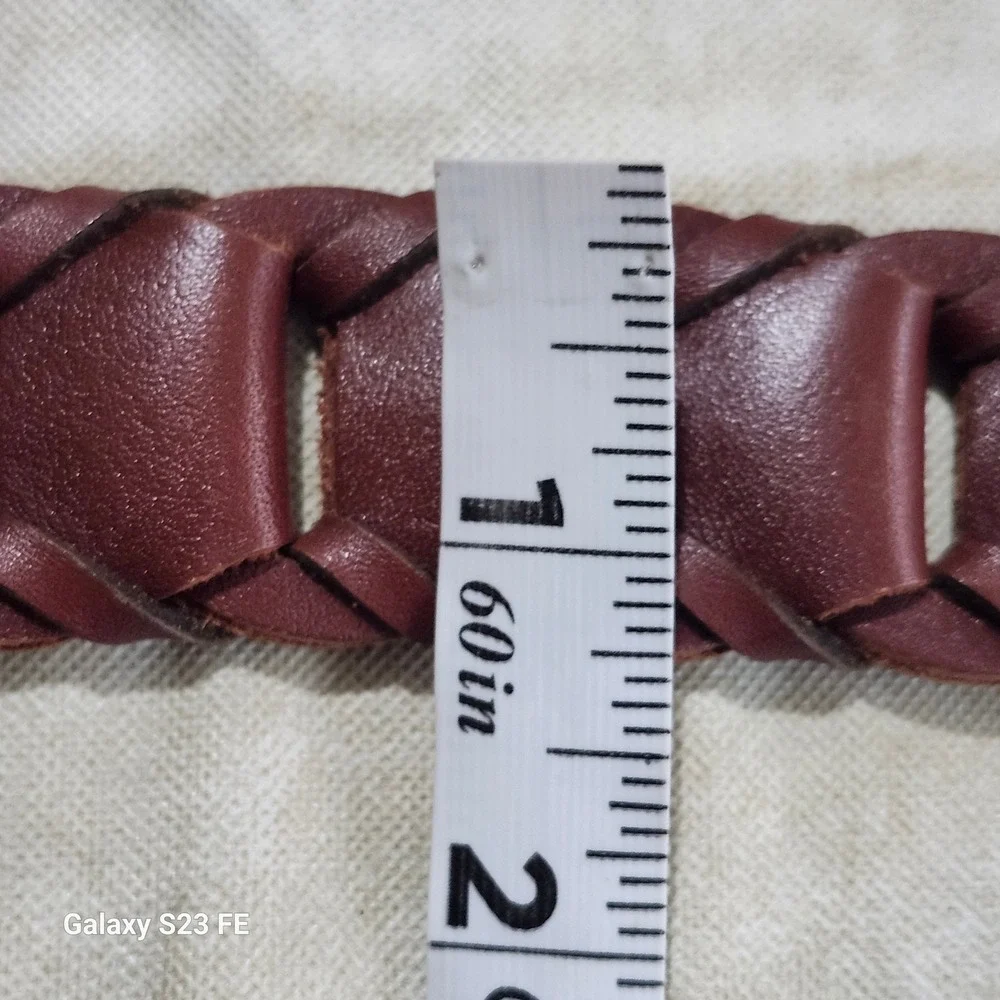 Unbranded Braided Leather Belt Mens 40 Brown Woven Distressed Buckle‎ 21180